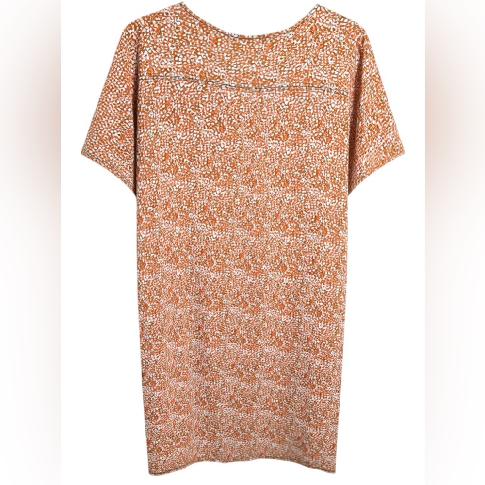 Tahari Orange Speckled Short Sleeve Crew T-Shirt Dress - Picture 2 of 7